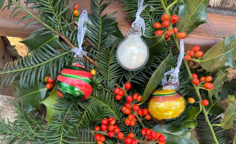 Bath Aqua Glass christmas baubles